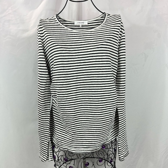 Frame striped long sleeve with side ruching size L - Picture 1 of 5